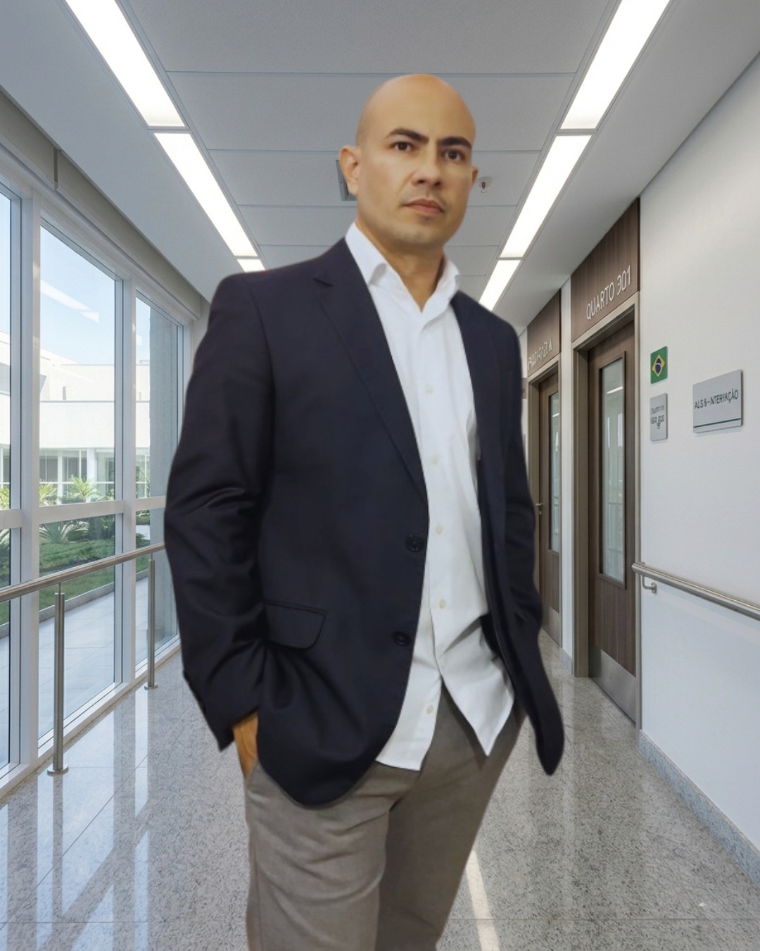 Edilson Magaver, especialista em home care, no corredor de um hospital